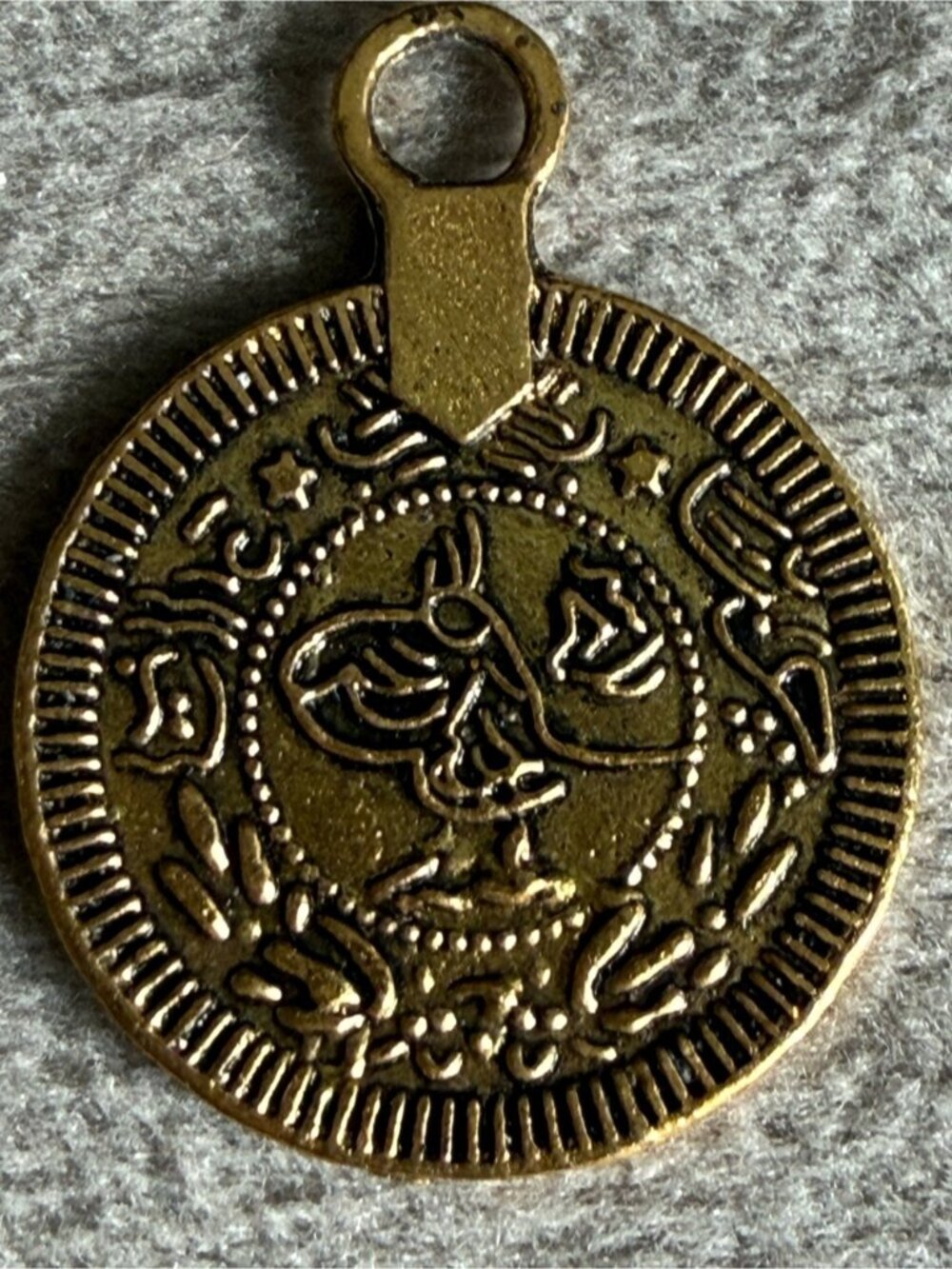 Gold-tone Decorative Coin Pendant with Butterfly Motif
